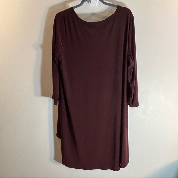 SYMPLI Sz 18 Tunic 3/4 Sleeve Oval Neckline Cut Out High Low Long Line Slinky - Picture 9 of 9